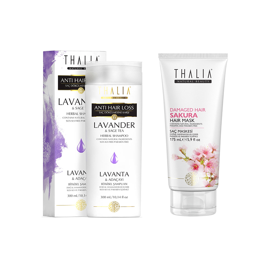 Sampon anticadere cu lavanda si salvie + Masca pentru par degradat Sakura